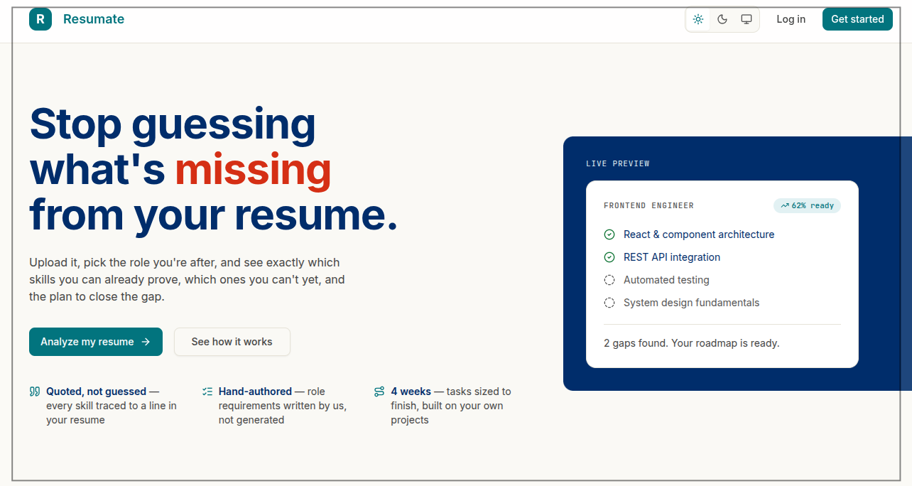 Screenshot of ResuMate